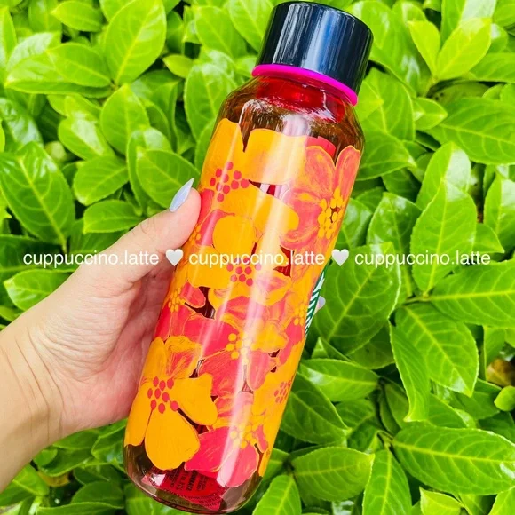 🌺LAST ONE💗Starbucks Summer 2 Hot Pink Floral Glass Water Bottle - Picture 4 of 8